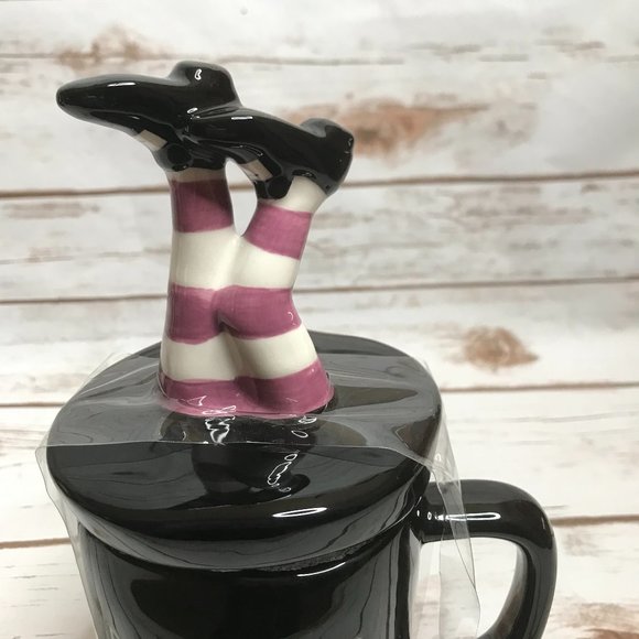 Rae Dunn DRINK UP WITCHES Mug with Witch Legs Topper - Picture 3 of 7